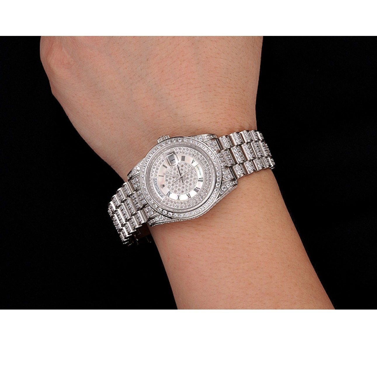 Good Copy Rolex Watches Diamond Bracelet 1453950 Pave Case Dial Swiss Diamond Rolex Diamond Day-Date 0816